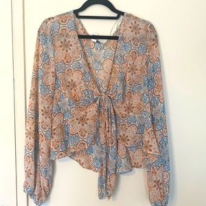 Tie Front Boho Crop Top- Plus Size
